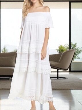 MUCHE ET MUCHETTE Esmerelda NWOT Off the Shoulder Cover-Up Maxi Dress